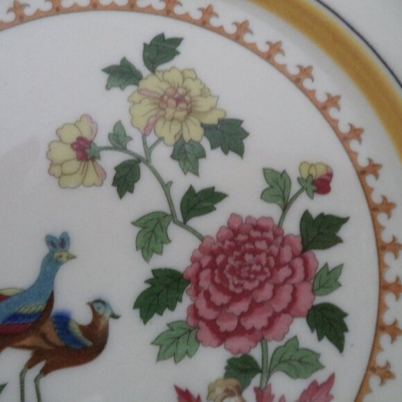 Mayer China Vintage Peacock Bird ceramic Set 2 floral Dinner Snack Salad 9" - Picture 12 of 14